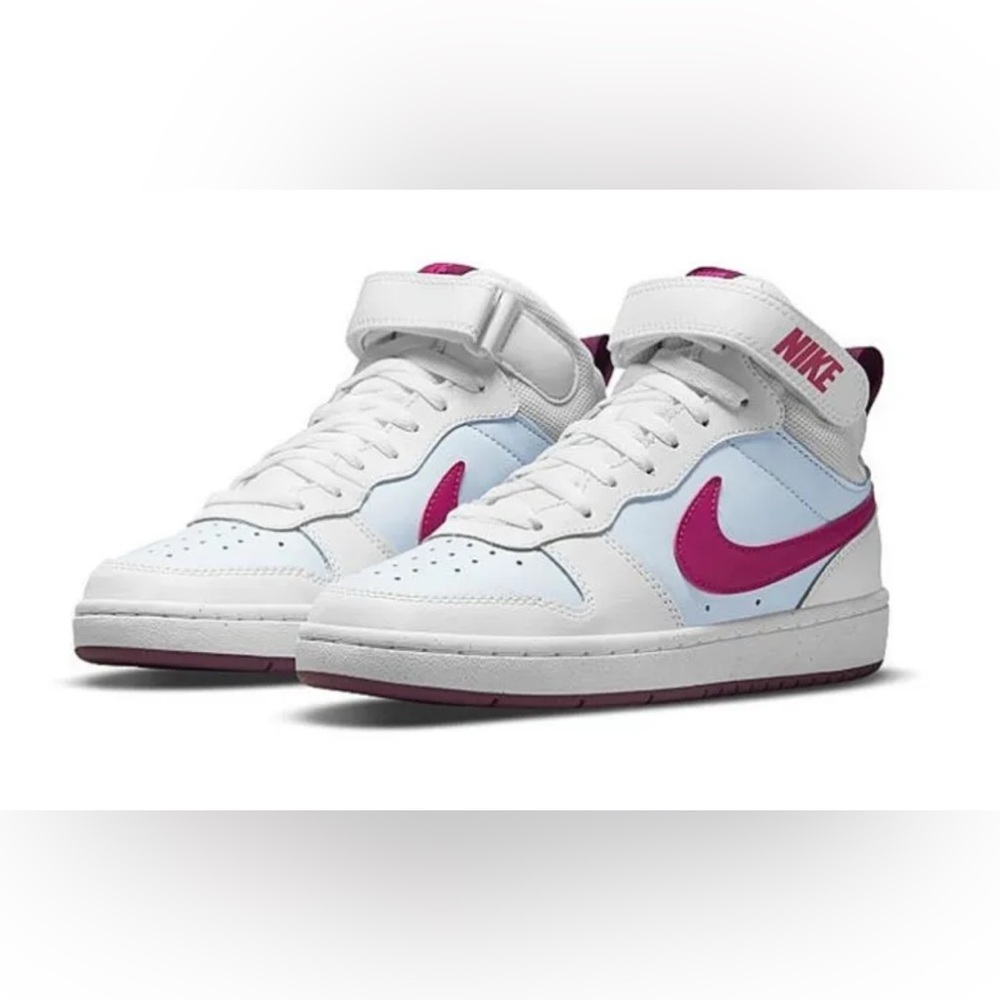 Nike - Girl’s Youth Sz 5 Nike Court Borough Mid 2 White & Pink
